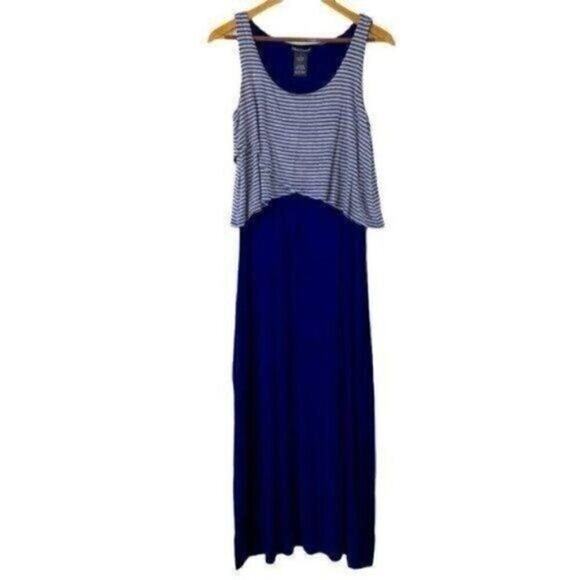 Chelsea & Theadore Layered Maxi Dress Blue Grey Size Small - Picture 1 of 2